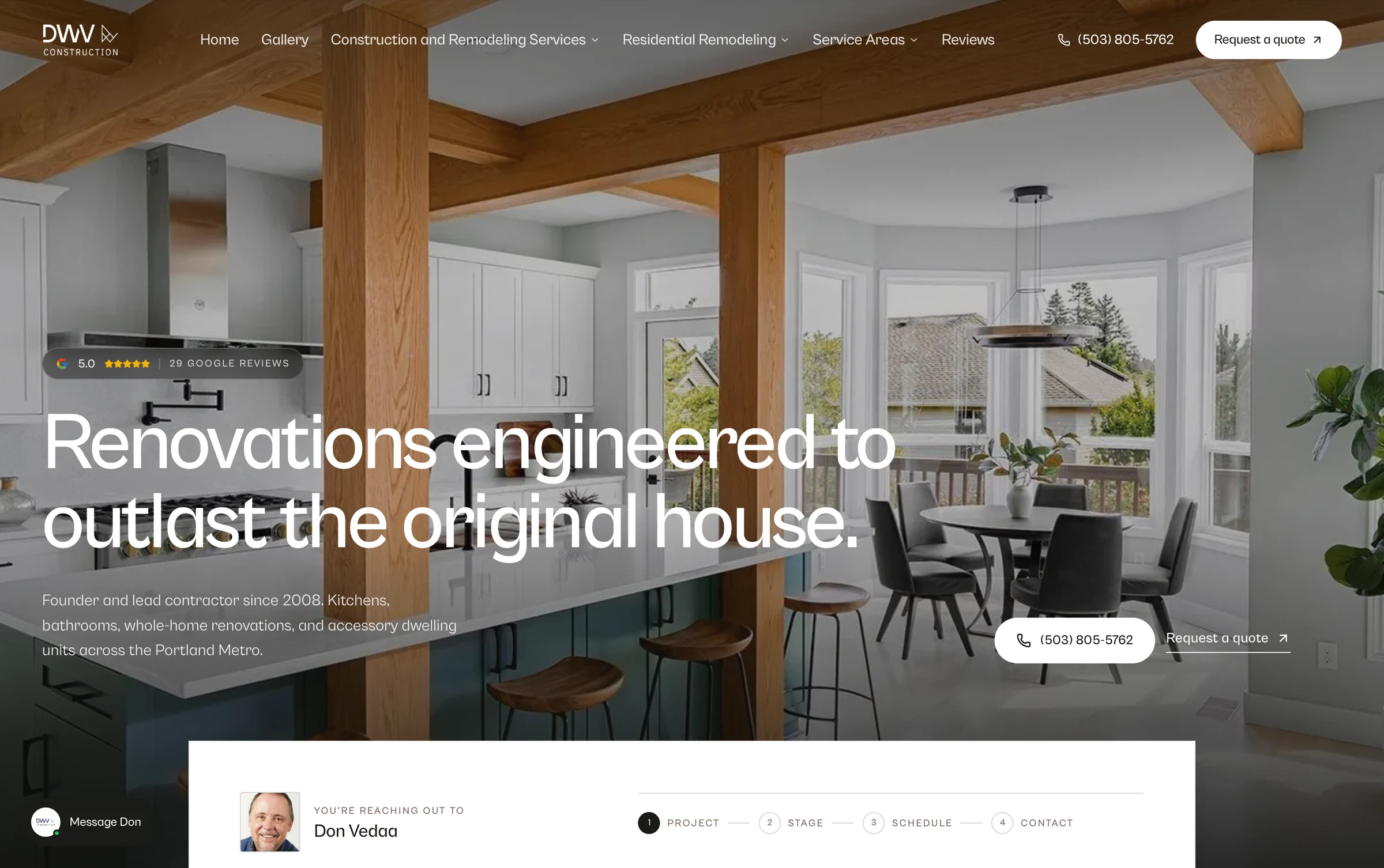 DWV Construction, construction website by Contractor Marketing NW