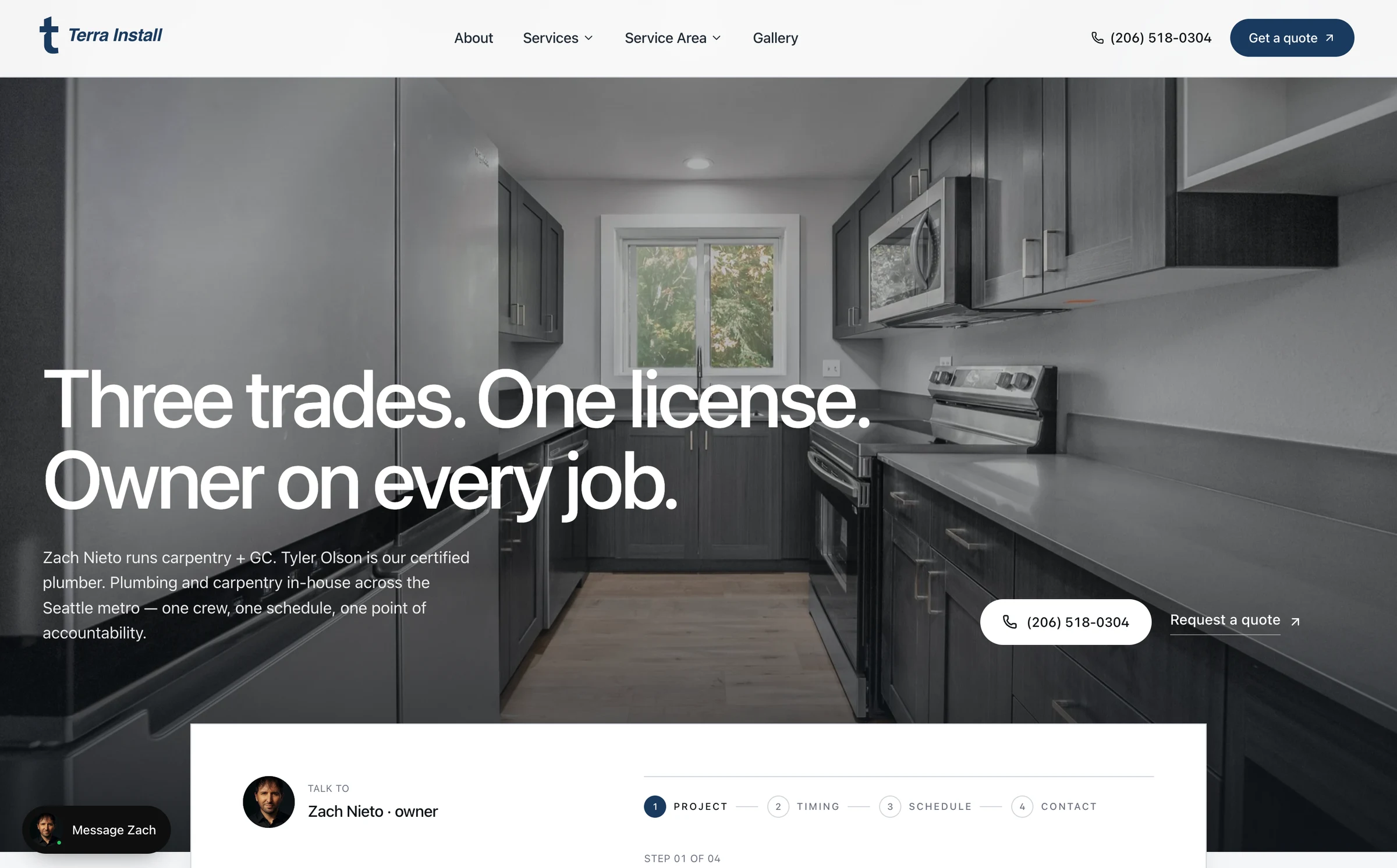 Terra Install, general contractor website by Contractor Marketing NW